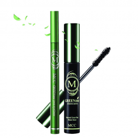 MCC ECOCERT Organic Green Tea Volumizing Mascara and Black Eyeliner Waterproof Set